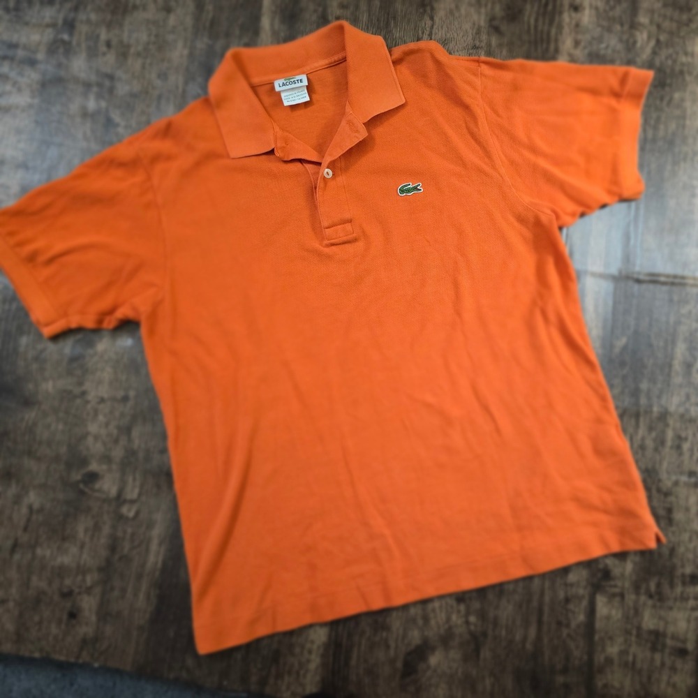 LACOSTE Polo Shirt‎ Mens 5 Orange Good Short Sleeve Pique Cotton Logo